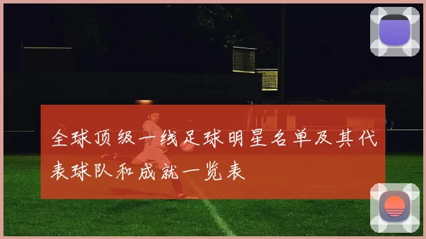全球顶级一线足球明星名单及其代表球队和成就一览表